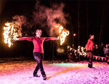 fire dancers at cambridge vermont winterfest near Stowe Vermont