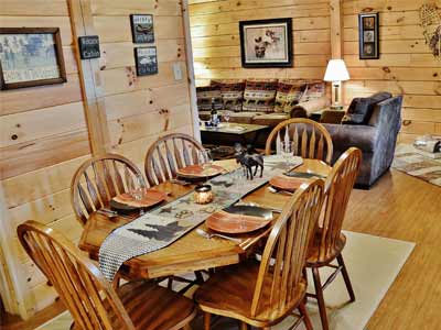 dining room/living room of wilderness cabin