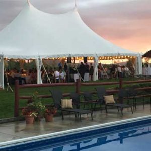 Wedding tent at dusk | Sterling Ridge Resort