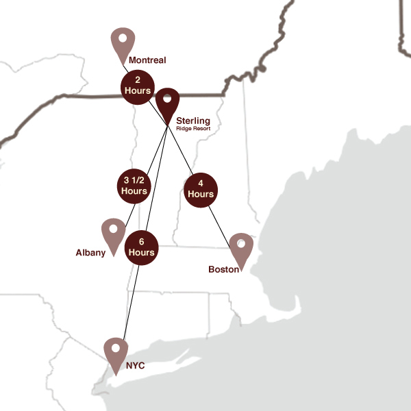 Sterling Ridge Resort Distance Map New England