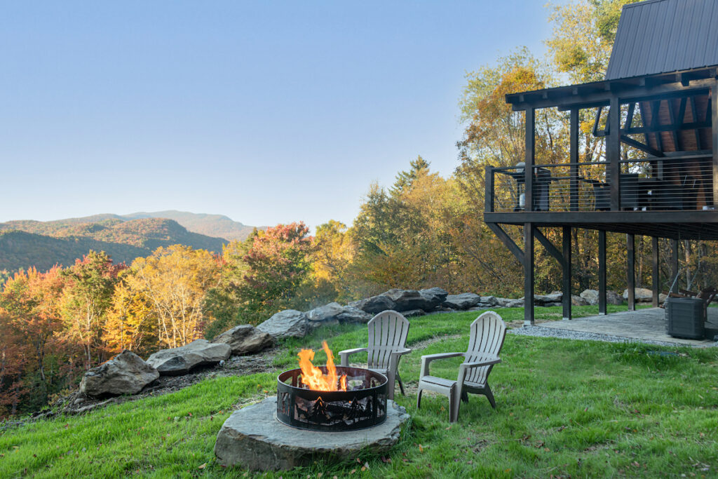 fire pit and view from a frame on the ridge